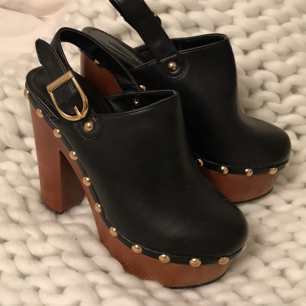 Black platform clogs